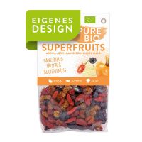 120 g LANDGARTEN Pure Bio Superfruits im Standbodenbeutel und Werbereiter Bild 1