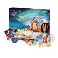 200 g Adventskalender mit Lindt Schokoladenmischung  mit Papierfaser-Inlay und mit rundum Werbedruck Bild 1