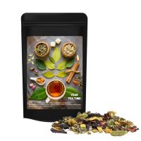 Ayurveda Relax-Tee im Mini Standbeutel schwarz mit Werbeetikett Bild 1