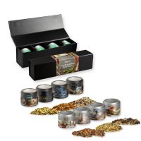 4er Geschenk-Set Premium schwarz mit Magnetverschluss Weihnachts Gewürzmischungen mit Werbebanderole Bild 1
