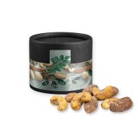 Bio Zimt-Mandel Vanille-Cashew Mix in biologisch abbaubarer Eco Mini Pappdose schwarz mit Werbebanderole Bild 1