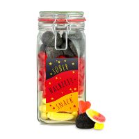 790 g Süßigkeiten-Mix in Deutschlandfarben im Bügelglas mit Werbeetikett Bild 1
