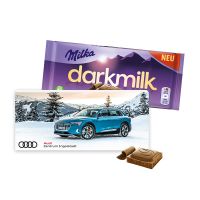 85 g Milka Schokoladentafel Darkmilk in einer Werbekartonage mit Logodruck Bild 1