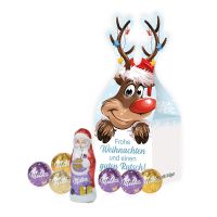 Milka Alpenmilch Schokoladenmischung in Präsentverpackung mit Rentierstanzung und Werbedruck Bild 1