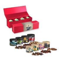 4er Geschenk-Set Premium rot mit Magnetverschluss und Weihnachts Teesorten mit Werbebanderole Bild 1