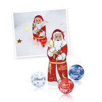 Adventskalener Cube Kugeln und Weihnachtsmann mit Logodruck Bild 3