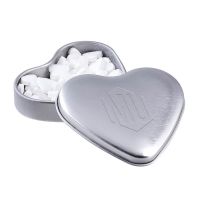 Herzförmige Dose mit Herz-Pfefferminz und mit Prägung Bild 1