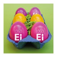 LogoEi 6er Pack in Eierverpackung mit Werbe-Etikett Bild 1