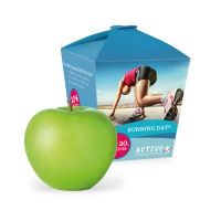 Premium Apfel in der Promotion-Verpackung mit Werbedruck Bild 1