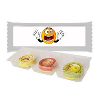 Schoko Emojis im Tray mit Werbe-Etikett mit Logodruck Bild 1