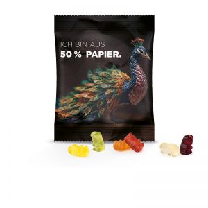 12 g Trolli Vegane Gummibärchen in Werbetütchen mit 50 % Papieranteil und Werbedruck
