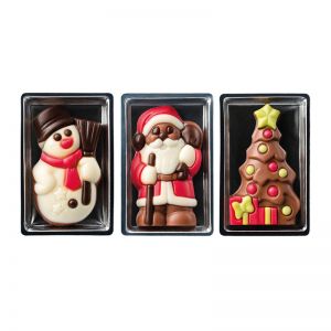 10 g Mini-Schokoladenfiguren Mix II im Flowpack mit Werbeetikett
