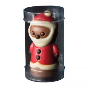 10 g Schoko-Weihnachtsmann in Runddose mit Werbeetikett