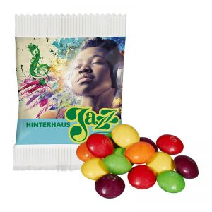 10 g Skittles im Papier-Werbetütchen mit Wunschbedruckung