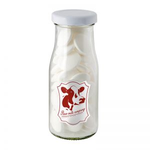 100 g Imperiale Pfefferminz in einer Milchflasche mit Werbeetikett