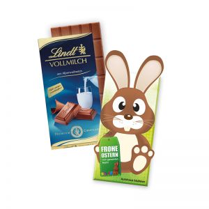 100 g Lindt Schokoladentafel in Osterhasen-Kontur-Werbekartonage