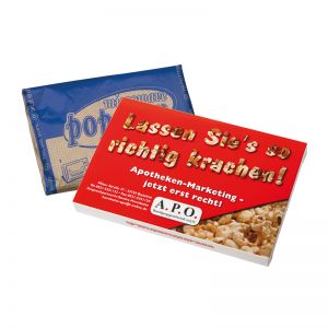 100 g salziges Mikrowellen-Popcorn in Box mit Logodruck