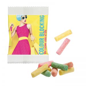 10 g Mini HITSCHIES Kaubonbons Sauer Mix im Papier Werbetütchen