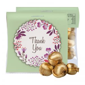 15 g Express Goldnüsse Bonbons im Flowpack mit Werbereiter