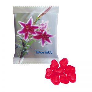 15 g HARIBO rote Mini-Herzen Fruchtgummi im Werbetütchen mit Logodruck