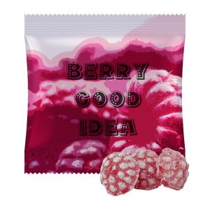 15 g Himbeer Bonbons im Tütchen mit Werbedruck