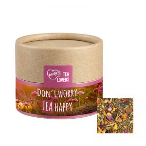 15 g Tee Glücksgefühle in kompostierbarer Pappdose mit Werbeetikett