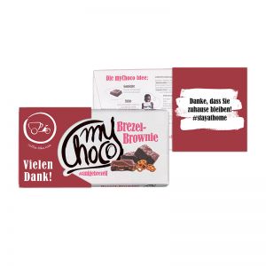 180 g myChoco Schokoladentafel Brezel-Brownie mit Werbebanderole