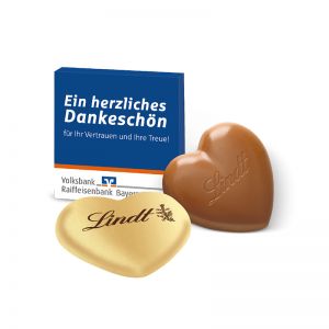 20 g Lindt Schokoladenherz in Werbeschachtel mit Werbedruck