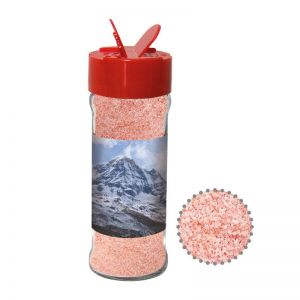 80 g Himalaya-Salz im Gewürzstreuer mit Werbeetikett