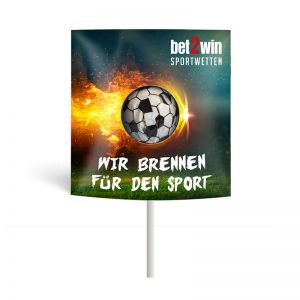 Fußball Kugellolly in Klemmkartonage mit Werbedruck
