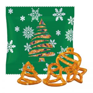 20 g Weihnachtsbrezel-Mix in Werbetüte mit Logodruck
