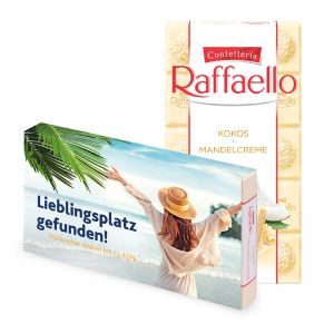 90 g Ferrero Raffaello Schokoladentafel im Werbeschuber mit Werbedruck