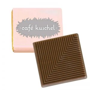4,5 g quadratisches Schokoladen-Täfelchen mit Werbebanderole