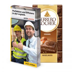 90 g Ferrero Rocher Schokoladentafel im Werbeschuber mit Werbedruck