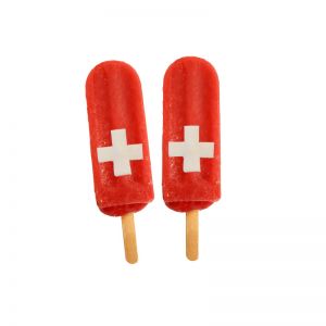 90 ml Eis in schweizer Landesfarben mit Schweizerkreuz mit Werbeanbringung
