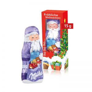 15 g Milka Weihnachtsmann in einer Werbekartonage
