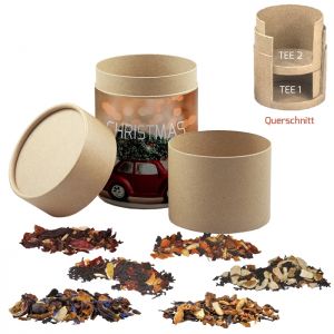 Weihnachts-Tee Geschenk-Set in kompostierbarer Doppelpappdose