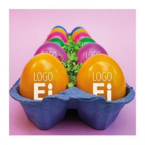 LogoEi 12er Pack in Eierverpackung mit Werbe-Etikett