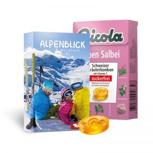 50 g Ricola Kräuterbonbons Alpen Salbei im Werbeschuber