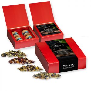 Premium Tee Geschenk-Set mit 4 kompostierbaren Pappdosen