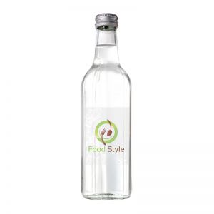 330 ml Glas-Wasserflasche mit Quellwasser und mit Werbedruck