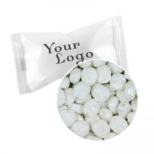Schoko-Minze Bonbons im Flowpack mit Werbedruck