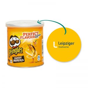 40 g Mini Pringles Sweet-Paprika mit Werbeflyer und Logodruck