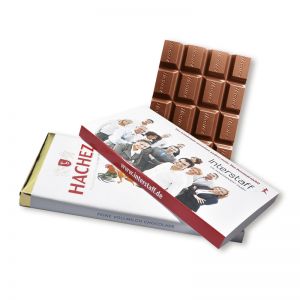 100 g HACHEZ Schokoladentafel mit Banderole und Werbedruck