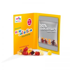 Werbekarte Trolli Fruchtgummi Minitüte mit Logodruck