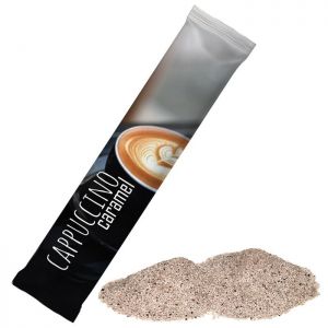 12 g Getränkepulver Cappuccino Caramel-Krokant in Portionsstick mit Werbedruck