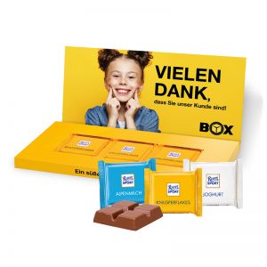 Mailing Präsentbox Ritter SPORT Mini Schokotäfelchen mit Werbedruck