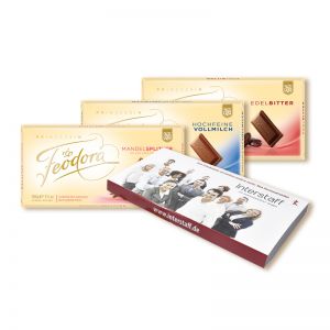 100 g FEODORA Schokoladentafel mit Banderole und Werbedruck