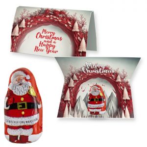 Express 12 g Lübecker Marzipan Weihnachtsmann auf Klappkarte mit Werbebedruckung