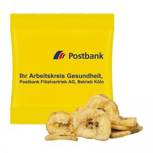 20 g Bio Bananenchips im Werbetütchen mit Logodruck